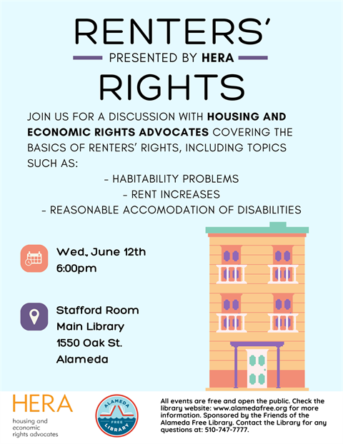 Renter's Rights with Housing and Economic Rights Advocates. Wednesday June 12, 6PM